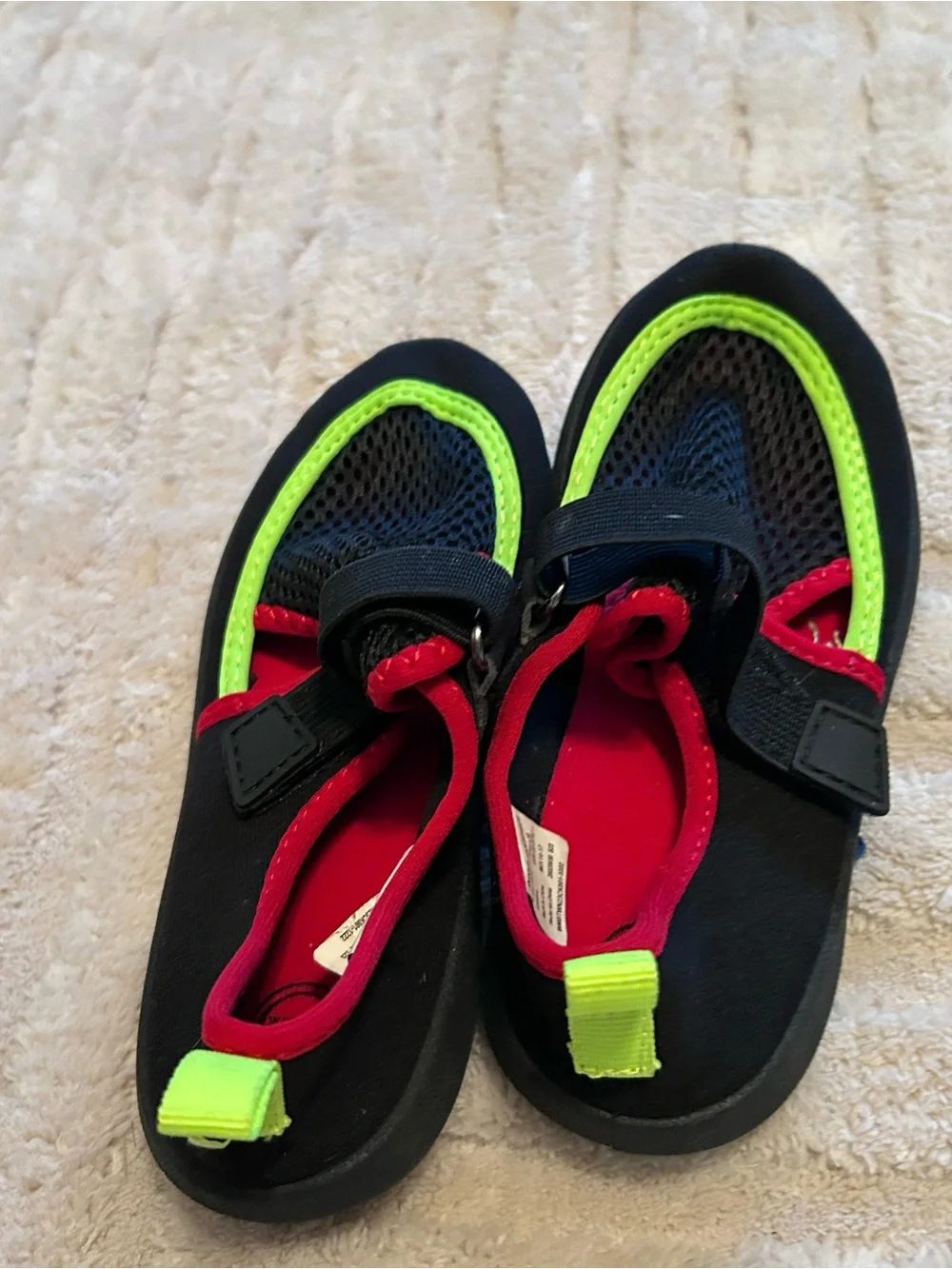 Kids Black and Neon Green Water Shoes Water Shoes Little Bots 9/10